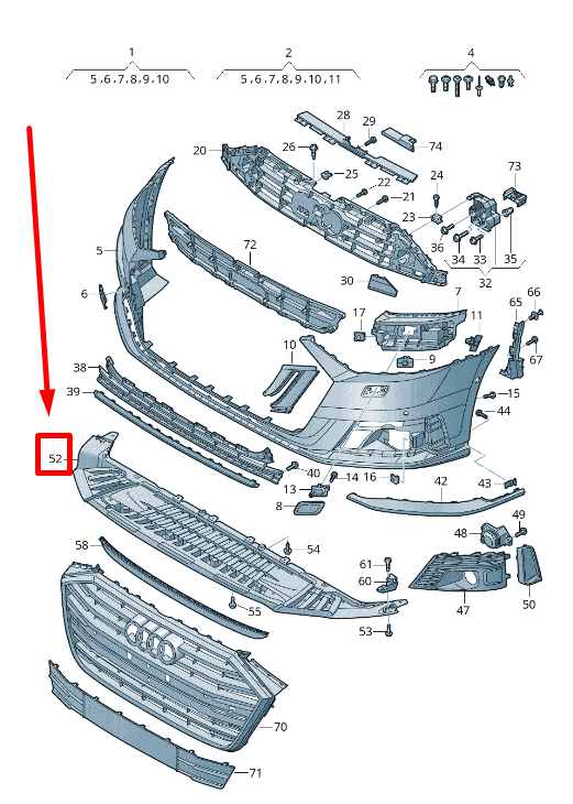 new audi a8 4n2,4n8 front bumper underbody cover 4n0807611f original