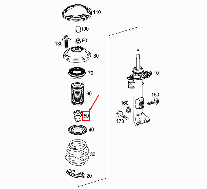 new mercedes-benz slk r172 front shock absorber stop buffer a1723210506 original