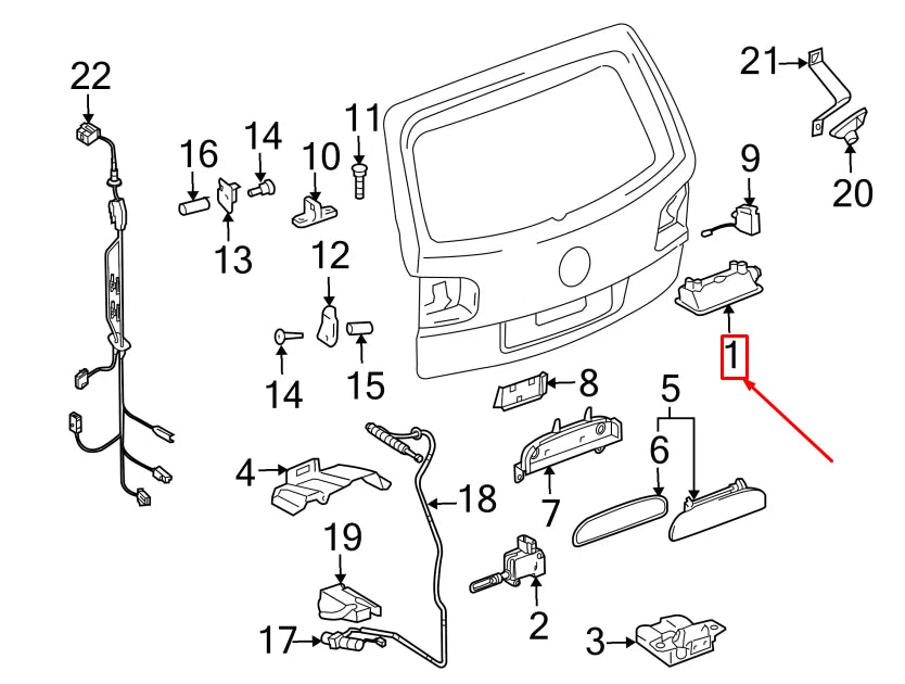 NEW VW TOUAREG 7L REAR HATCH RELEASE HANDLE 7L6827609 ORIGINAL