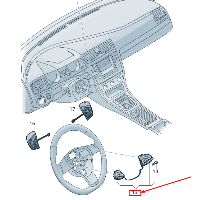 NEW VW TOURAN 5T STEERING WHEEL MULTIFUNCTION SWITCHES 5NA959442AICX ORIGINAL