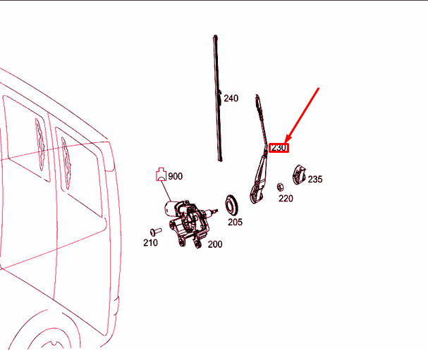 NEW MERCEDES-BENZ VITO W447 REAR WINDSHIELD LEFT WIPER ARM A0018207444 ORIGINAL