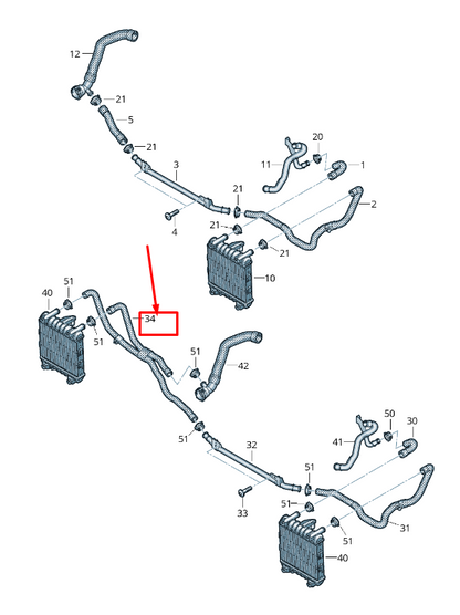 new audi a6 c8 additional cooler for coolant coolant hose 4k0122902a original