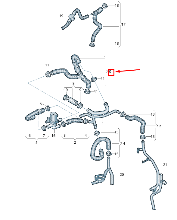 NEW VW TRANSPORTER VI T6 COOLANT HOSE 7E0122157DE ORIGINAL