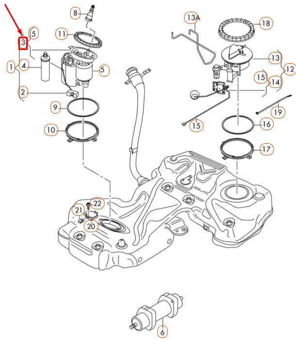 NEW AUDI A4 B8 FLANGE WITH FUEL FILTER 8K0201511TA ORIGINAL