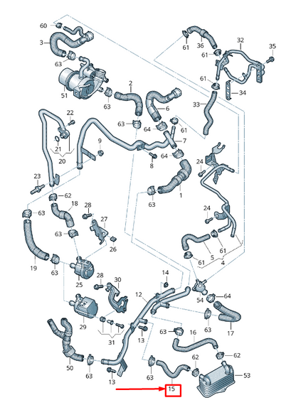 new audi q3 f3 coolant hose with valve 5qf122058c original