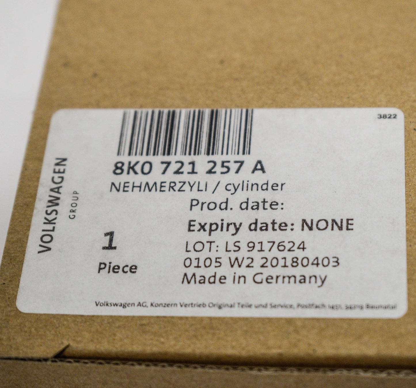 NEW AUDI Q5 8R CLUTCH SLAVE CYLINDER 8K0721257A ORIGINAL