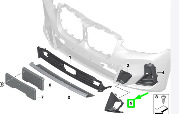 NEW BMW X4 G02 FRONT LEFT AIR M INLET FINISHER 8081213 51118081213 ORIGINAL