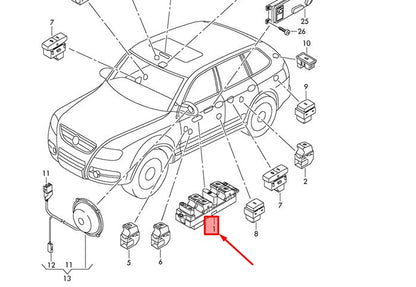 NEW VW TOUAREG 7L6 MAIN SWITCH FOR WINDOWS 7L6959857D 3X1