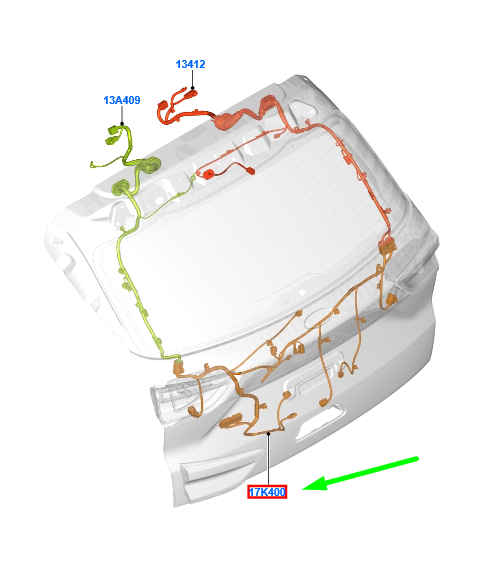 new ford kuga mk3 tailgate wire assy 2537917 lx6t-14b562-eaad original
