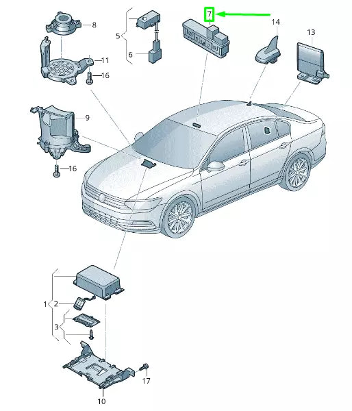 NEW VOLKSWAGEN ARTEON 3H7 EMERGENCY ASSIST. CALL BUTTON 5NR0356241QB