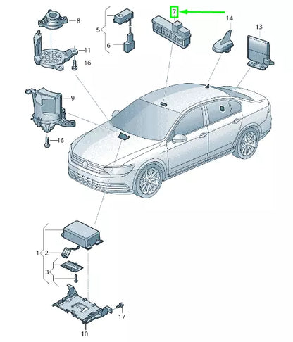 NEW VOLKSWAGEN ARTEON 3H7 EMERGENCY ASSIST. CALL BUTTON 5NR0356241QB