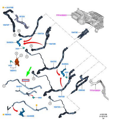 new ford transit custom mk1 water outlet tube assy 2453473 original