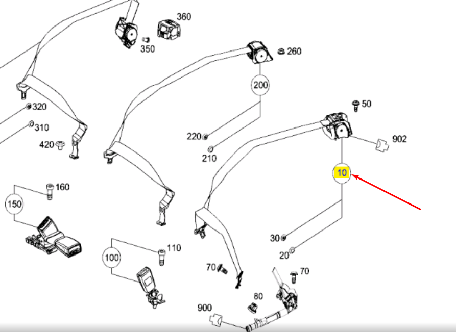 new mercedes-benz rear right seat belt a21386054019c94 original