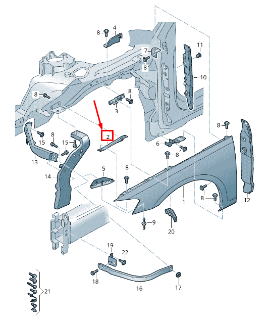 NEW AUDI A8 4N FRONT LEFT FENDER BRACKET 4N0821467A ORIGINAL