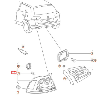 NEW VW TOUAREG 7P REAR LEFT OUTER LED TAILLIGHT 7P6945207A ORIGINAL
