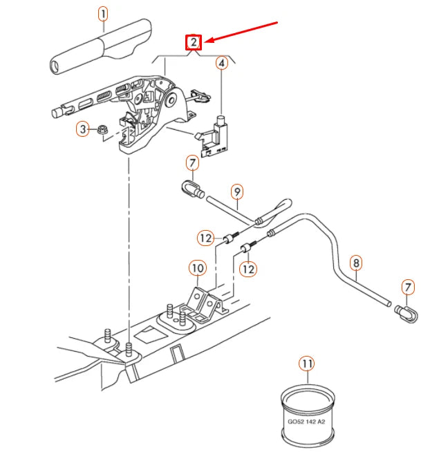 NEW VOLKSWAGEN EOS PARKING BRAKE LEVER 1K0711303P3Q7 ORIGINAL