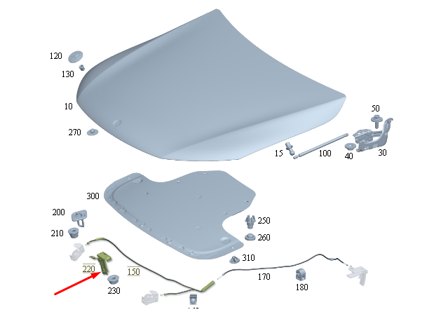 NEW MERCEDES-BENZ EQC FRONT BONNET HOOD RETAINING HOOK A2938807201 ORIGINAL
