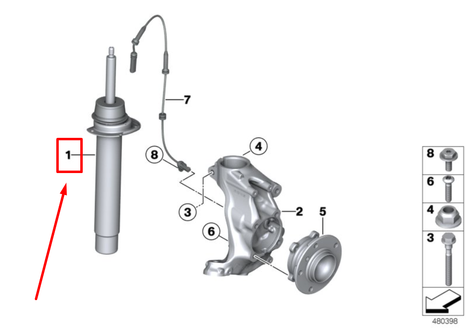 new bmw 4 coupe f32 front shock absorber 31316883328 6883328 original