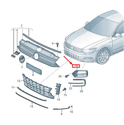 new vw passat b8 3g front left bumper vent grille 3g0853665f041 original