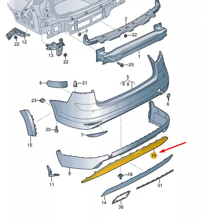 NEW VOLKSWAGEN GOLF MK7 REAR BUMPER DIFFUSER 5G9807568AB041 ORIGINAL