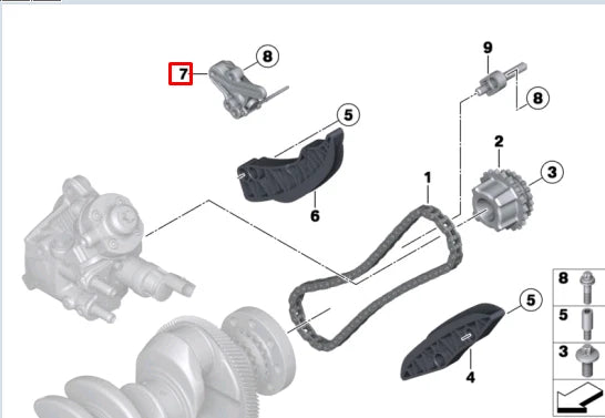 NEW BMW 1 F20 TIMING CHAIN TENSIONER LOWER 8572507 13528572507 ORIGINAL