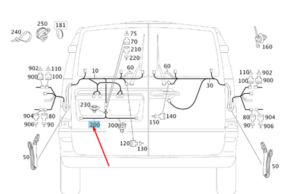 NEW MB VITO W639 REAR LICENCE PLATE LAMP WIRING HARNESS A6394404809 ORIGINAL
