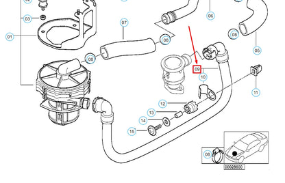 NEW BMW 7 E38 EMISSION CONTROL AIR PUMP PRESSURE HOSE ASSY 11721438264 ORIGINAL
