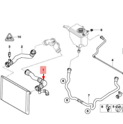 new bmw 5 e60 upper left radiator hose 17127519256 520d diesel 2l original