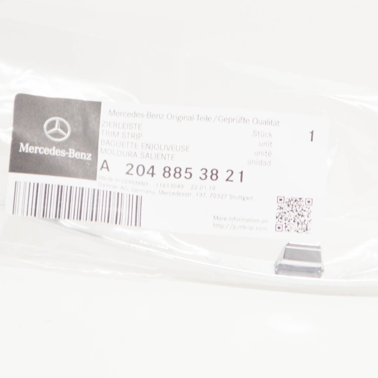 NEW MB C W204 FRONT BUMPER RIGHT CHROME MOULDING TRIM A2048853821 ORIGINAL