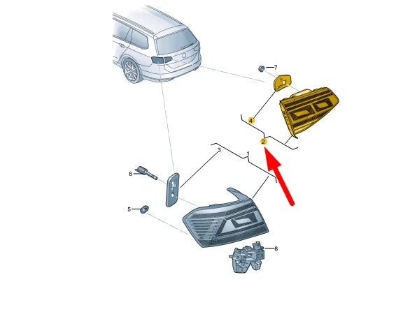 NEW VW PASSAT VARIANT B8 3G5 REAR LEFT INNER LED TAILLIGHT 3G9945307M ORIGINAL