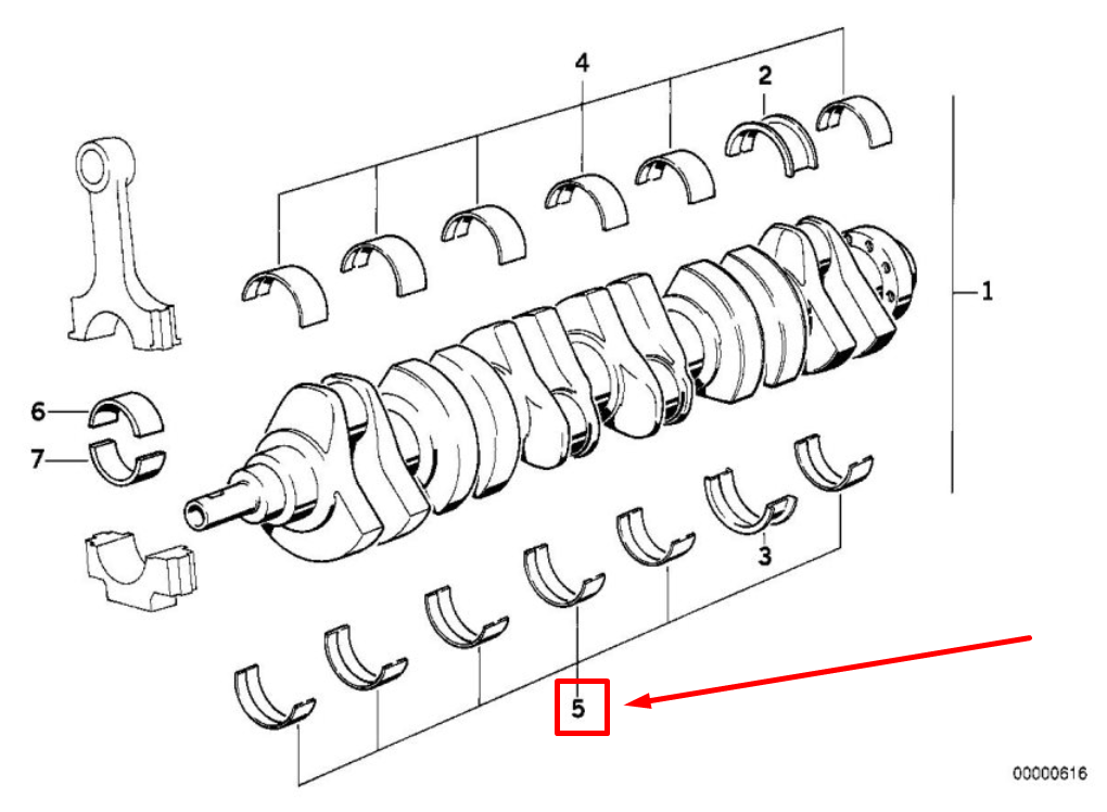 new bmw z4 coupe e86 crankshaft bearing shell 11211717528 1717528 original