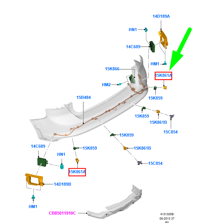 new ford focus c346 mk3 estate rear right park sensor retainer 1906087 original