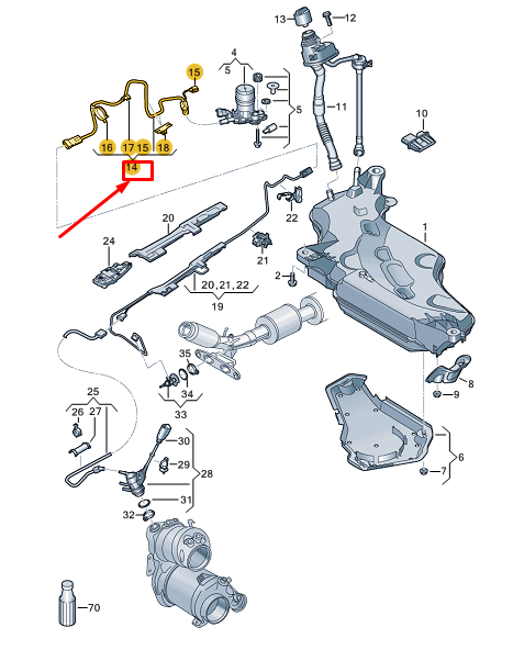 new vw golf cd mk8 rear reduction agent supply line 5wa131983f original