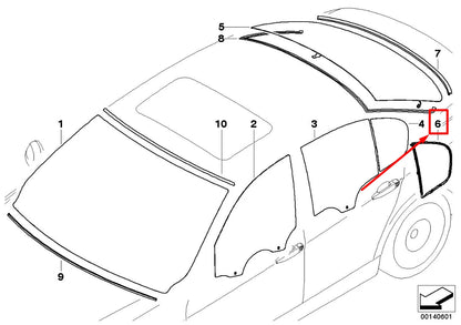 NEW BMW 3 E90 REAR RIGHT DOOR SIDE WINDOW VENT SEAL 7060220 51347060220 ORIGINAL