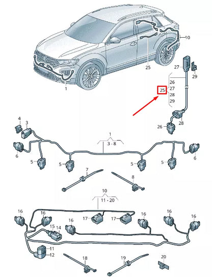 NEW VOLKSWAGEN T-ROC A11 ADAPTER CABLE LOOM 5G0971154
