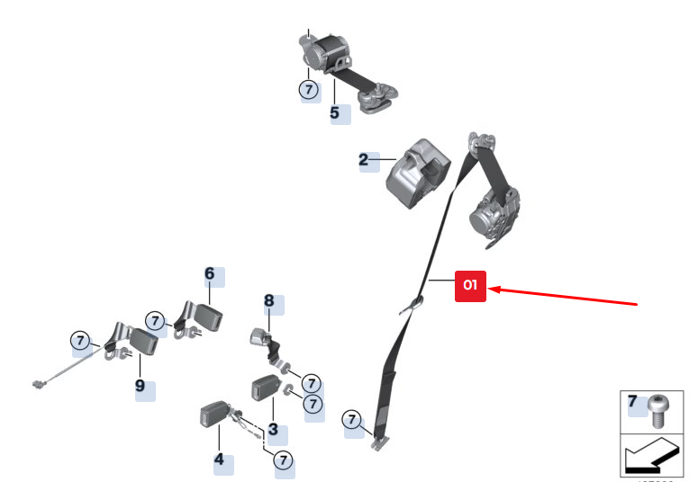 new bmw x2 f39 rear left seatbelt 72117441661 7441661 original