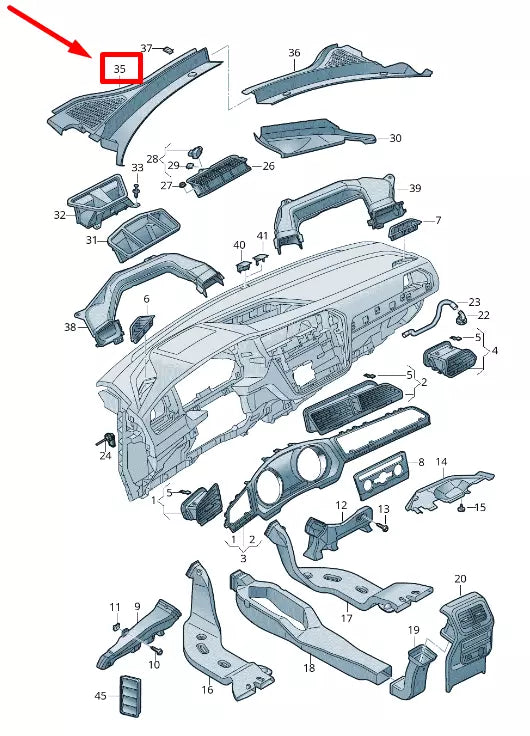 NEW VW TIGUAN AD1 LEFT WINDSCREEN SCUTTLE PANEL RAIN COVER 5NC819403D9B9