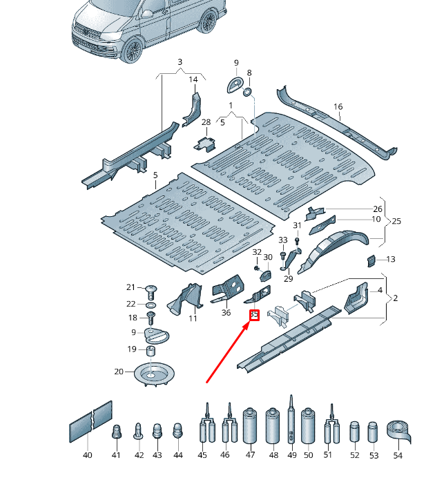 NEW VW TRANSPORTER VI T6 RIGHT LOWER C-PILLAR REINFORCEMENT 7H1803894 ORIGINAL