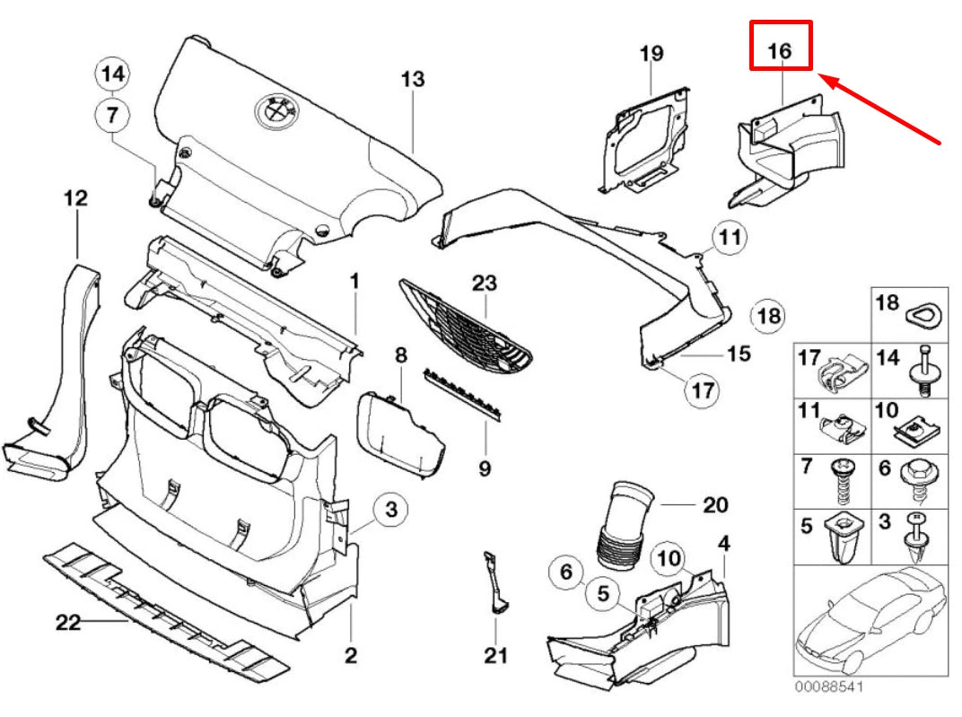 NEW BMW 3 E46 LEFT AIR DUCT 51718238419 8238419 ORIGINAL