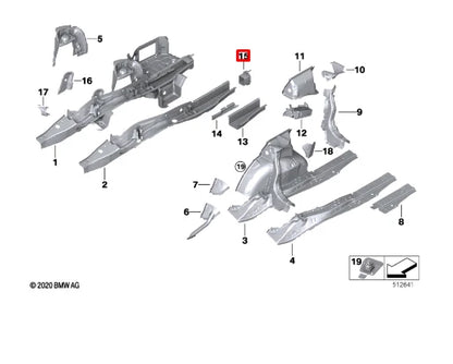 NEW BMW 3 G20 REAR WHEELHOUSE LEFT MOUNT 41009630049 ORIGINAL
