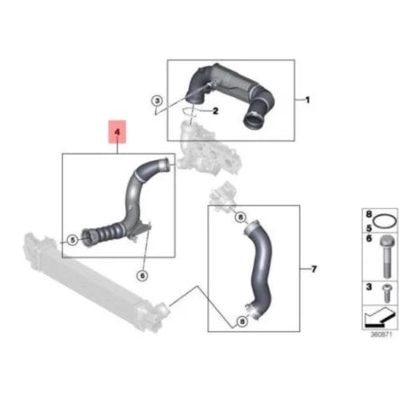 NEW BMW 2 ACTIVE TOURER F45 RIGHT INTERCOOLER AIR LINE HOSE 13718616212 ORIGINAL