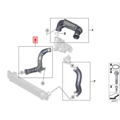 NEW BMW 2 ACTIVE TOURER F45 RIGHT INTERCOOLER AIR LINE HOSE 13718616212 ORIGINAL