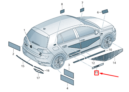 new volkswagen golf 5g mk7 rear right door decorative film 5g485341803c original