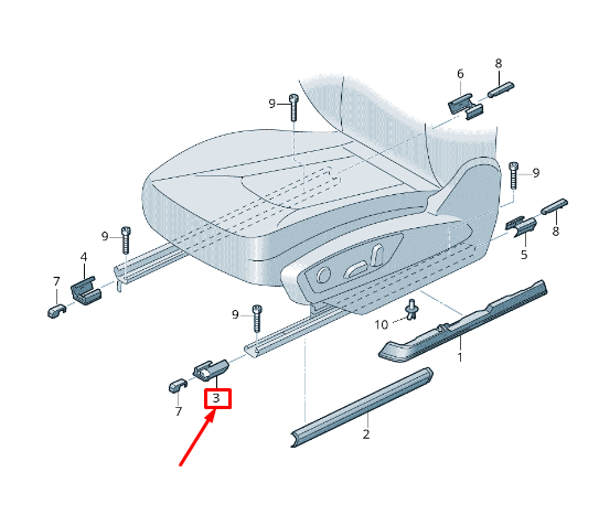 new audi q8 4mn front left seat guide rail cover 4m0881347ads2 original