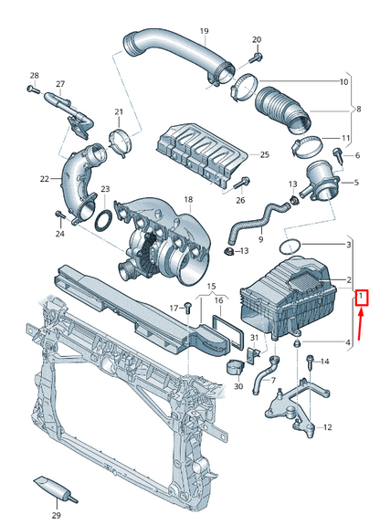 new audi rs3 engine air filter box 3q0129607g original