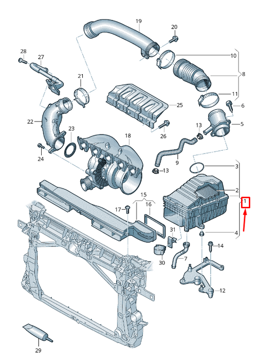 new audi rs3 engine air filter box 3q0129607g original