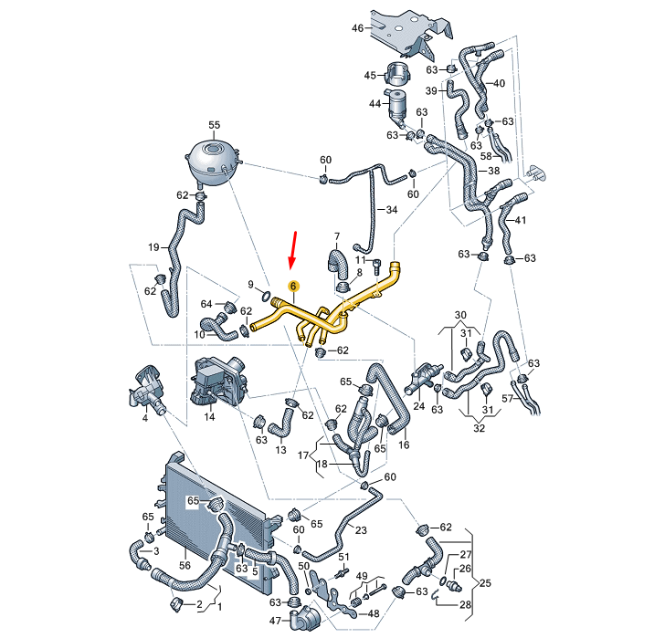 new vw transporter vi t6 coolant hose 03l121064g original
