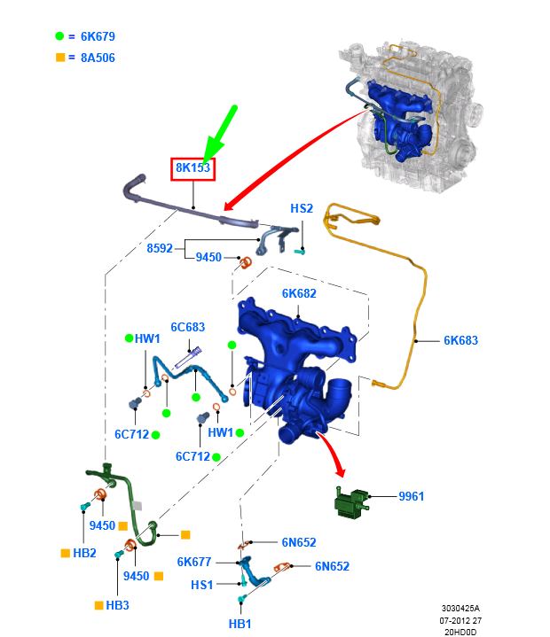 new ford mondeo mk4 turbo water outlet pipe ag9e-8b535-ad 5232796 original