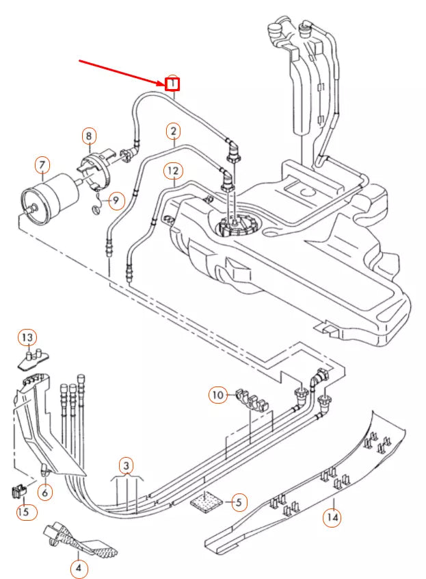 NEW AUDI A3 8P FUEL FEED PIPE LINE 1K0201293B ORIGINAL