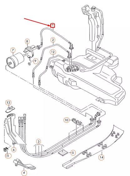 NEW AUDI A3 8P FUEL FEED PIPE LINE 1K0201293B ORIGINAL